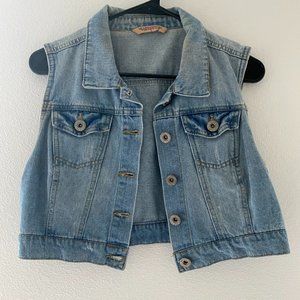 Highway Jean Denim Cropped Vest Large